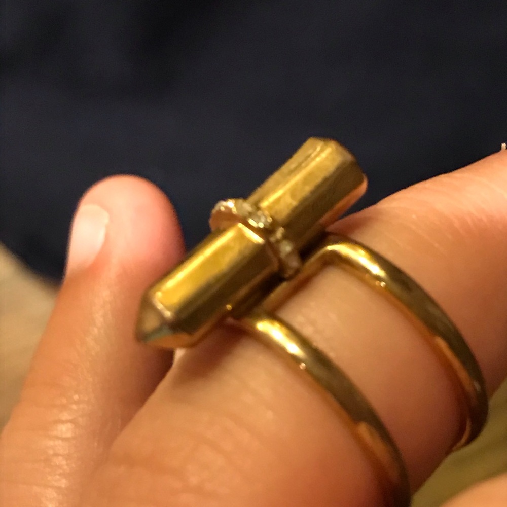 Gold Ring With Geometric Stud - image 3